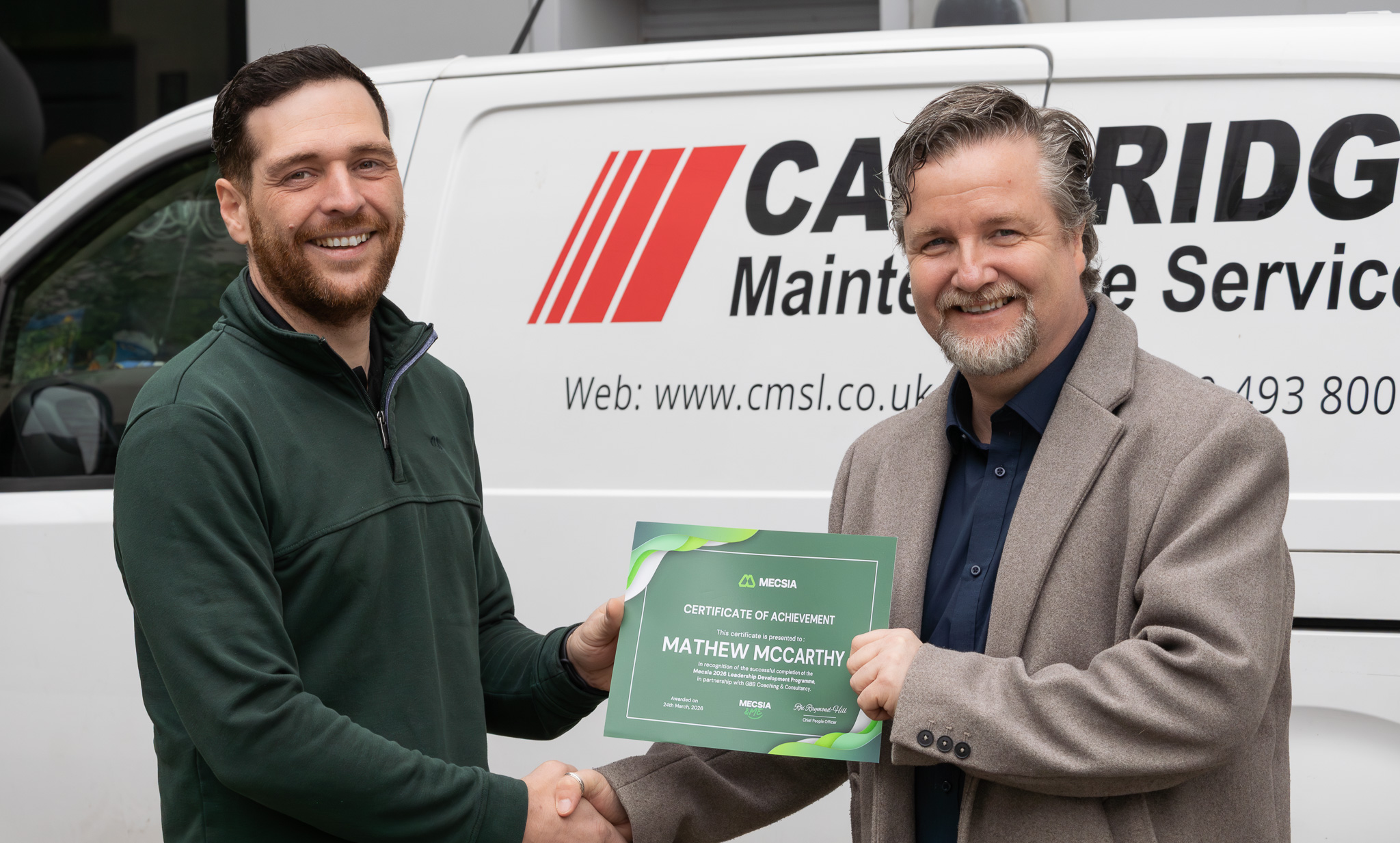 Matthew McCarthy receiving his Leadership Development in Facilities Management certificate